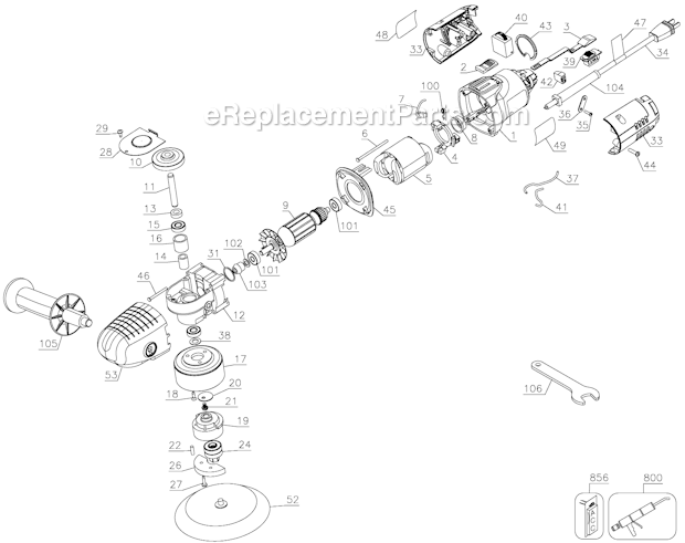 Page A Diagram and Parts List for 7424XP Type 1 Porter Cable Sander Polisher